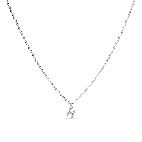Collier Luxenter med glitrende zirkonium i sølv - Alphabet H