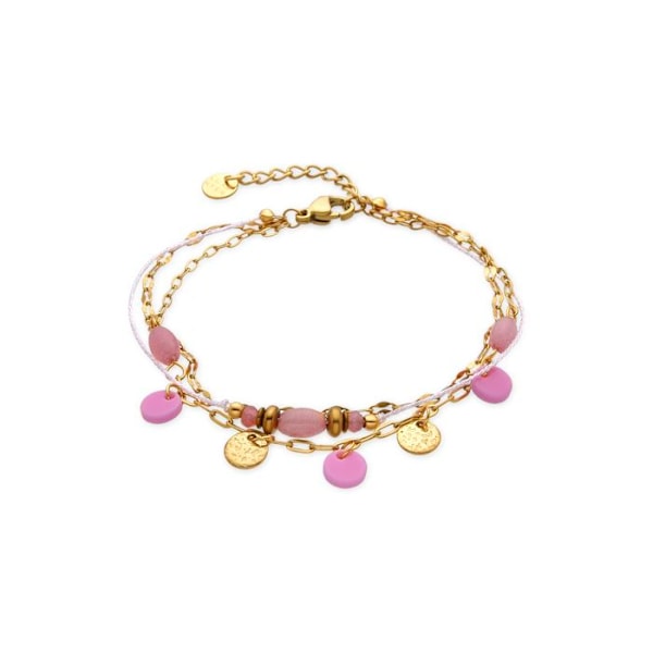 Armband - Luxenter - Omlia - Rosenkvarts - Guld 18k - 16 cm + 3 cm förlängning Rosa