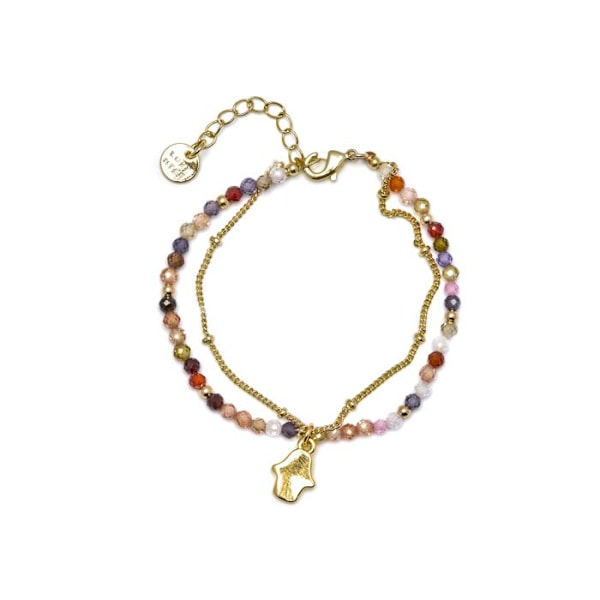Armband - Raxsu - Flerfärgad - Guld 18K - 16 cm + 3 cm förlängning - Kristall Flerfärgad