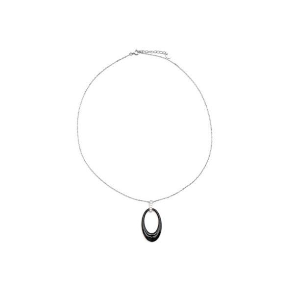 Collier - Luxenter - Onves - Silver 925 - Svart emalj - Rhodiumpläterad Svart