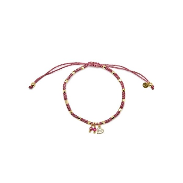 Armbånd - Luxenter - Hjerte - Sølv 925 - 18K guld - Rosa krystal Rosa