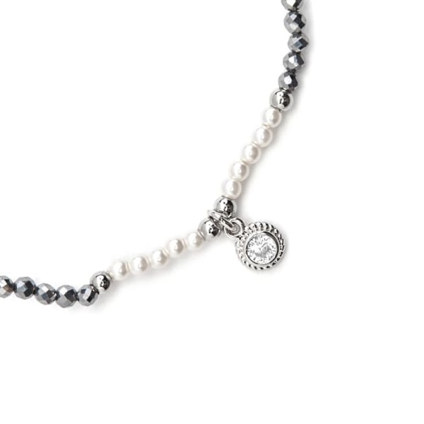 Armbånd - Luxenter - Miakde - Sølv 925 - Hvide perler - 16cm + 3cm forlængelse Vit