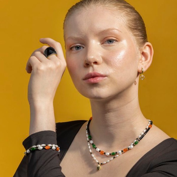 Halsband - Luxenter - Coepil - Guld 18k - Onyx - 42 cm + 3 cm förlängning