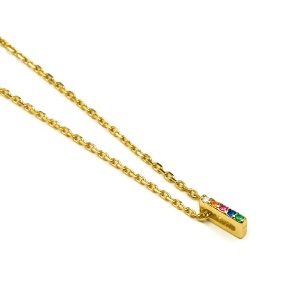 Collier - Luxenter - Aakkoset I - Argentiitti 925 - Moniväriset zirkonit - Keltakulta 18K Flerfärgad