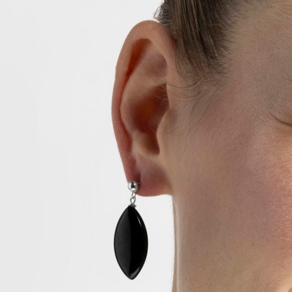 Örhängen - AYOM - 925 Silver - Rhodium - Onyx - Kvinna Svart
