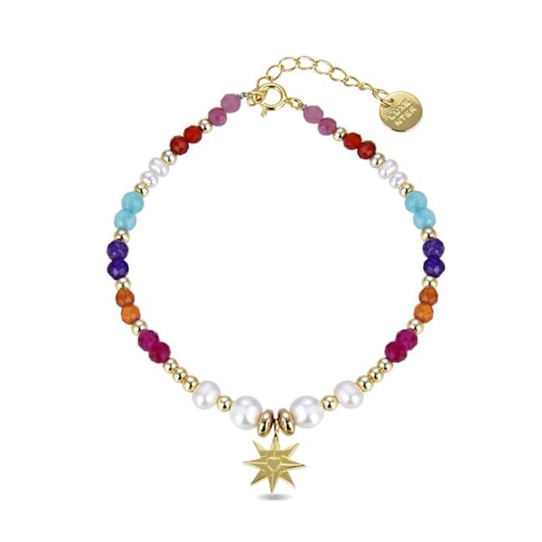 Armband - Shasha - Silver 925 - 18 Karat Guldfoliering - Flerfärgad Kristall - Enstorlek Flerfärgad
