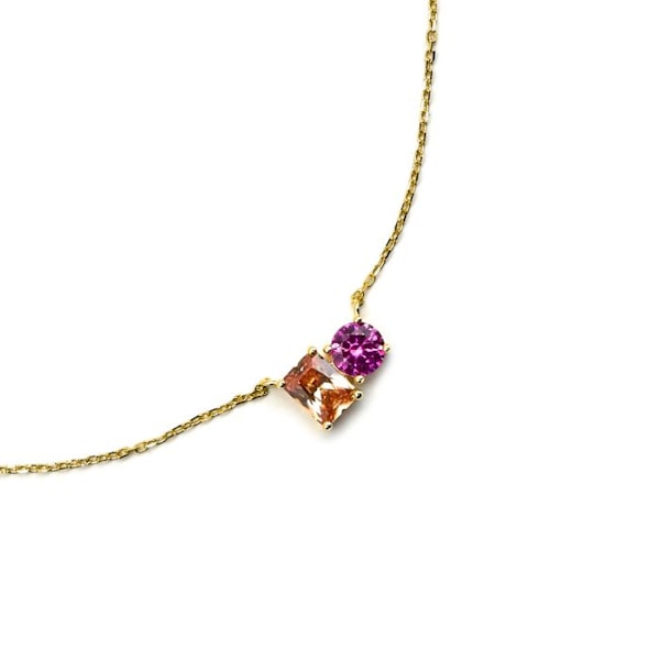 Collier - Luxenter - Eleon - Argent 925 - Flerfärgad zircon - Guld 18k Flerfärgad