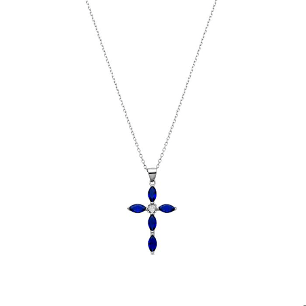 Halsband - Lowfer - Silver 925 - Saphir CZ - 42 cm - Hänge 32x22mm