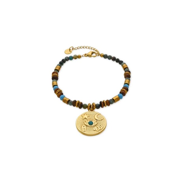 Rannekoru - Luxenter - Salki - Monivärinen luonnonkivi - 18k kulta - Boho-tyyli Flerfärgad