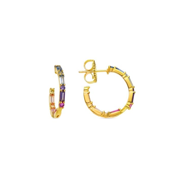 Örhängen - Luxenter - Hinnar - Silver 925 - Flerfärgad zirkon - Guld 18k Flerfärgad