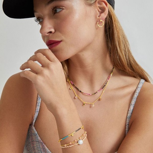Armband - Ekhao - 18 Karat Guldpläterad Legering - Champagne Zirkon - One Size - Orange Orange