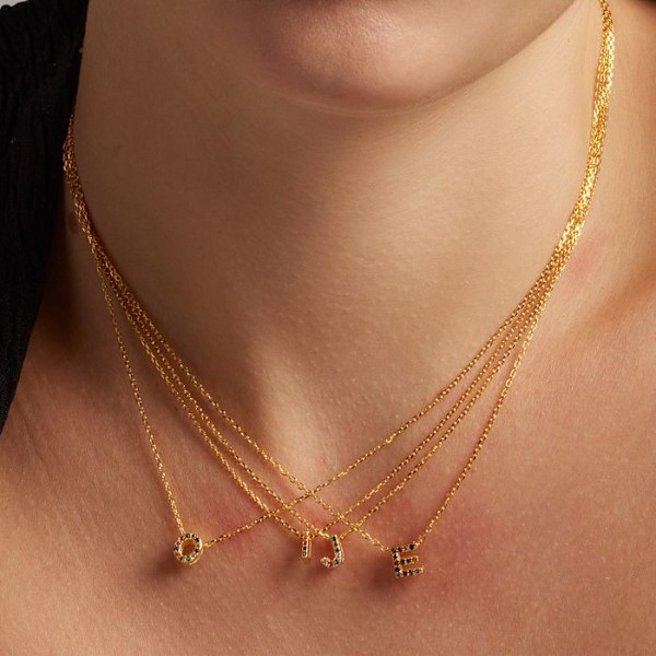 Collier - Luxenter - Aakkoset I - Argentiitti 925 - Moniväriset zirkonit - Keltakulta 18K Flerfärgad