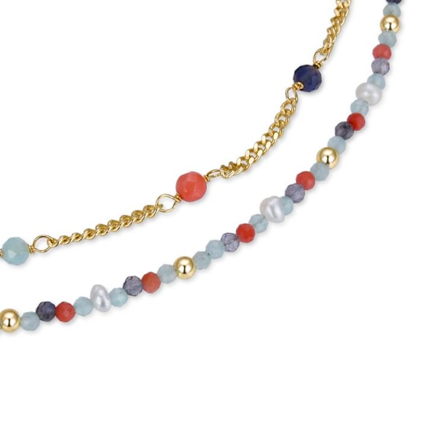 Armbånd - Asvorg - Argent 925 - Pastel grøn hydrotermal kvarts - Guld 18K - 0,78 gr Pastellgrön