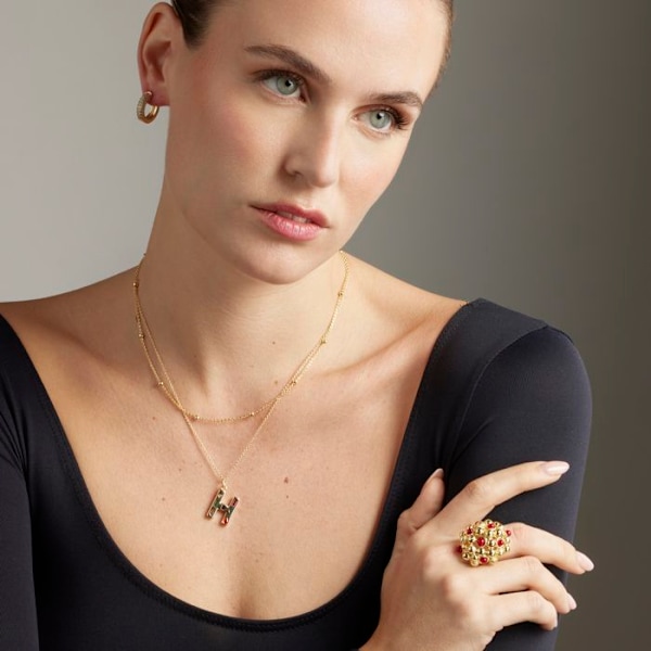 Halsband - Liydat - 18 karat gult guld - 42 cm + 3 cm förlängning - Zirkonium - Kvinna
