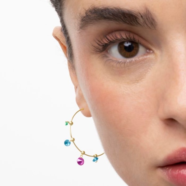 Boucles d'oreilles Luxenter i 925 sølv og multicolor zircon færdig i 18k guld - Yhapec Flerfärgad