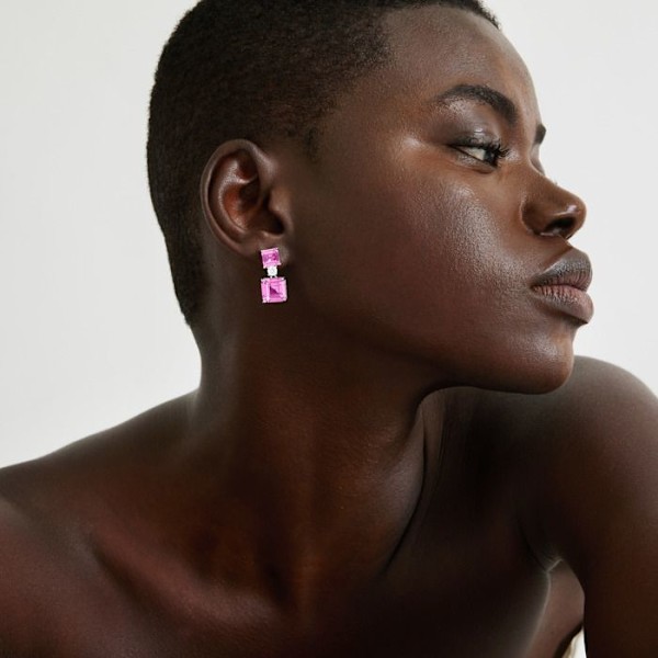 Boucles d'oreilles Luxenter i 925 sølv med rhodineret lyserød zircon - Igen Rosa