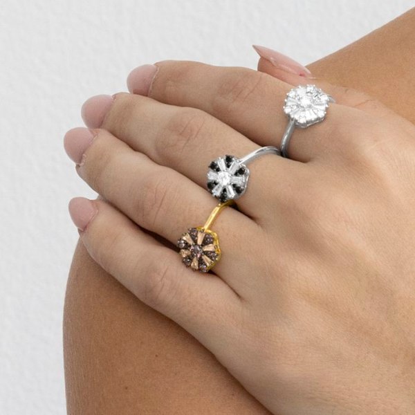 Ring - Luxenter - Lorush - Sterling sølv 925 - Brun zirkon - 18k guld finish Brun 18