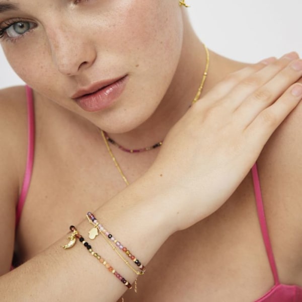 Armband - Raxsu - Flerfärgad - Guld 18K - 16 cm + 3 cm förlängning - Kristall Flerfärgad