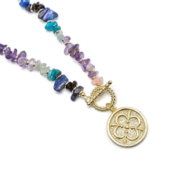 Collier Luxenter i fluorite afsluttet i 18 karat guld - Diri