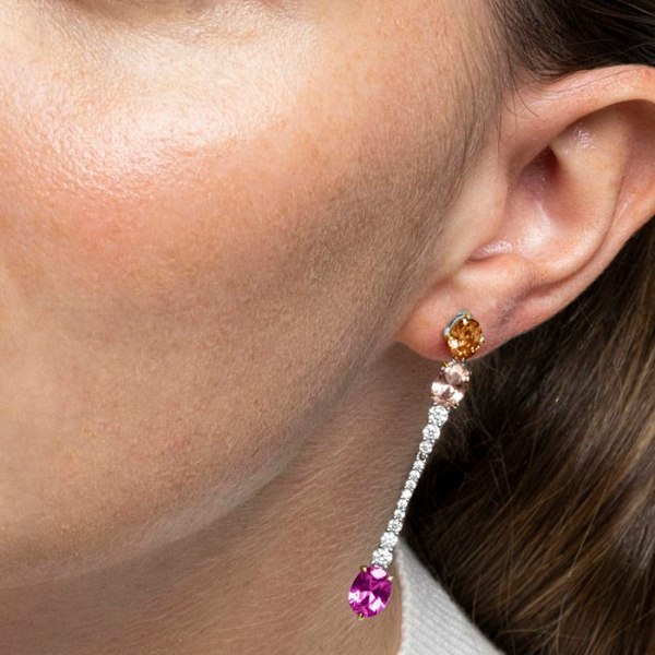Örhängen - Luxenter - Shapsa - Silver 925 - Flerfärgad zirkon - Guld 18k Flerfärgad