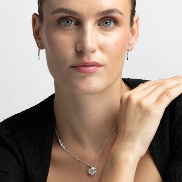 Halsband - Luxenter - Akbril - Vit pärlemor - Rhodiumbeläggning - Justerbar hängsmycke Vit