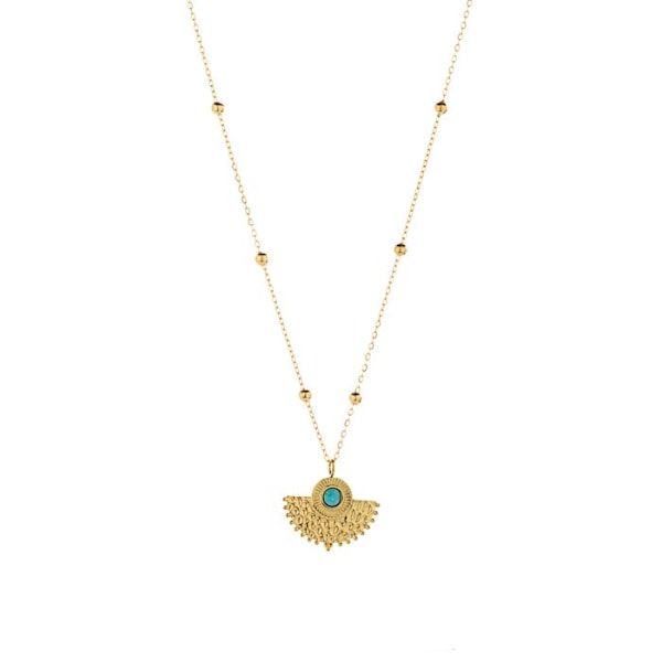 Collier - Luxenter - Kumora - Turkis - 18K Guld - Justerbar kæde