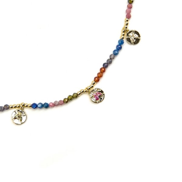 Collier - Luxenter - Ufore - Sølv 925 - Guld 18k - Multifarvede krystaller Flerfärgad