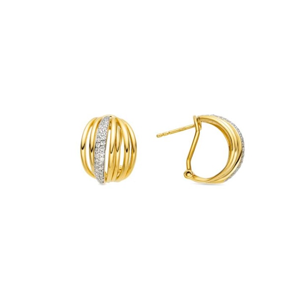 Øreringe - Luxenter - Aslor - Sølv 925 - Guld 18k - Funklende zirconium gyllene