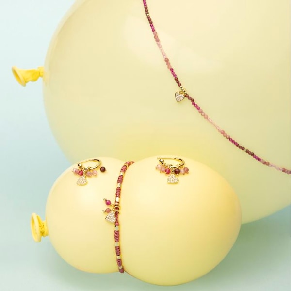 Øreringe - Luxenter - Hjerte - Sølv 925 - Rosa krystal - Guld 18k Rosa