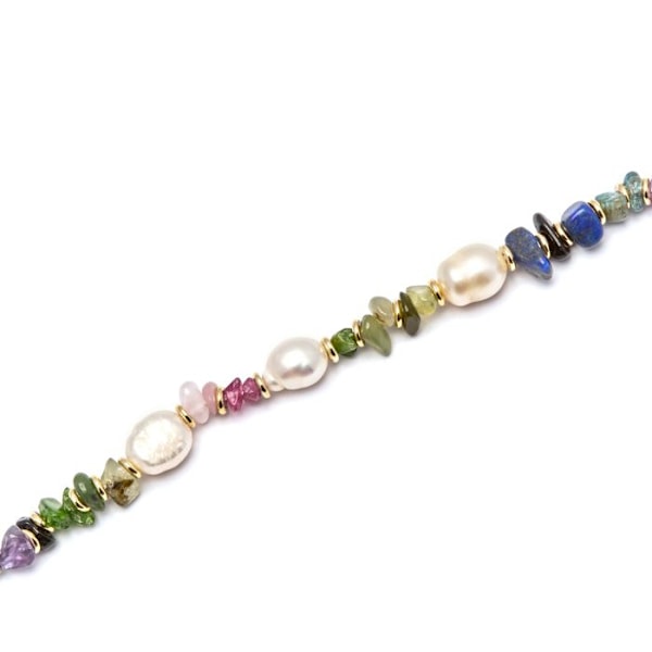 Armbånd - Luxenter - Kasyo - Multifarvet naturlig sten - 18K guld - 16,5 cm + 3,5 cm forlængelse Flerfärgad