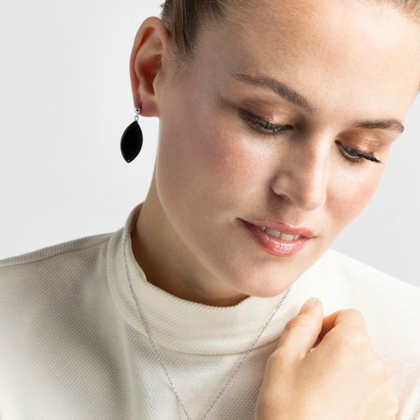 Örhängen - AYOM - 925 Silver - Rhodium - Onyx - Kvinna Svart
