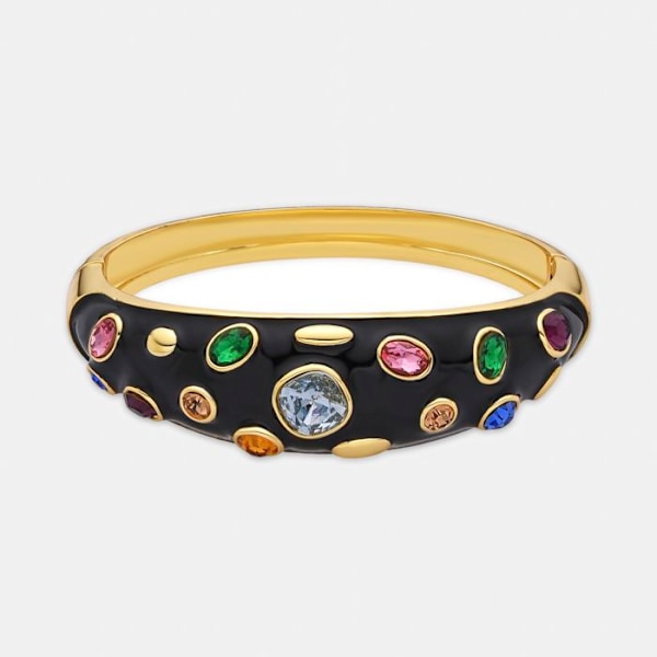 Armbånd - Yever - Sort lak - 18k guldfinish - Diameter 60 mm - Kvinde Svart