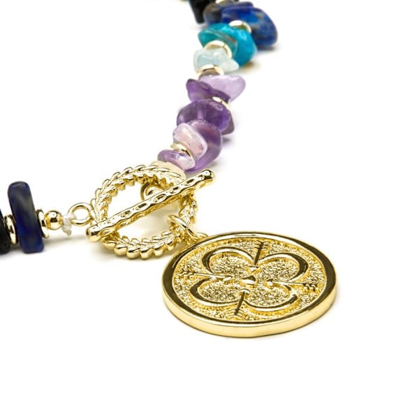 Collier Luxenter i fluorite afsluttet i 18 karat guld - Diri