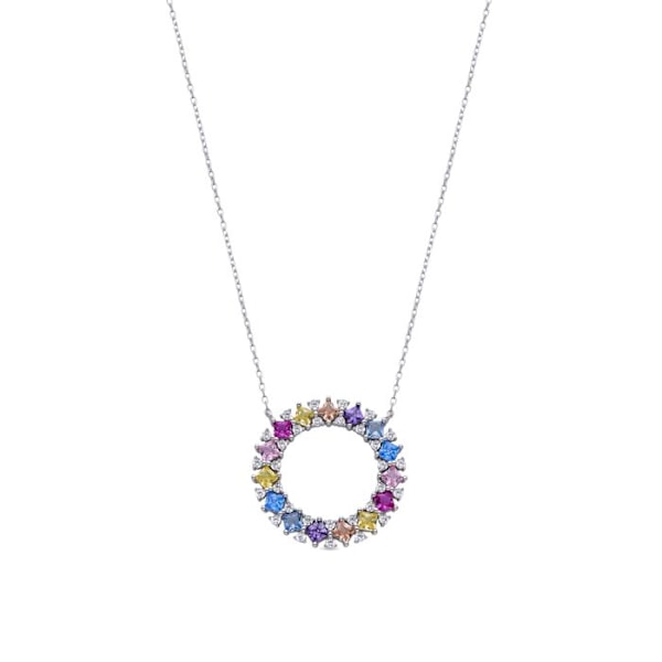 Halsband i 925 silver från Luxenter med flerfärgad zircon, rhodiumpläterad - Uryl Flerfärgad