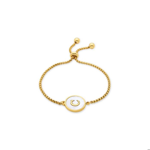 Armband - Luxenter - Bokstav C - Vit pärlemor - Guld 18K - Personlig smycke