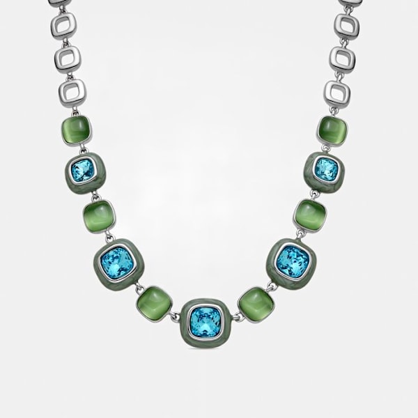 Halsband - Luxenter - Drogolo - Blå kristall - Rhodiumpläterad - 42cm + 3cm förlängning Silver