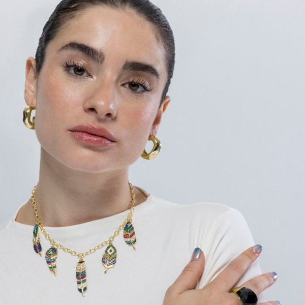 Halsband - Muisem - Flerfärgad zirkon - 18 karat guld - 45 cm - Boho-stil Flerfärgad