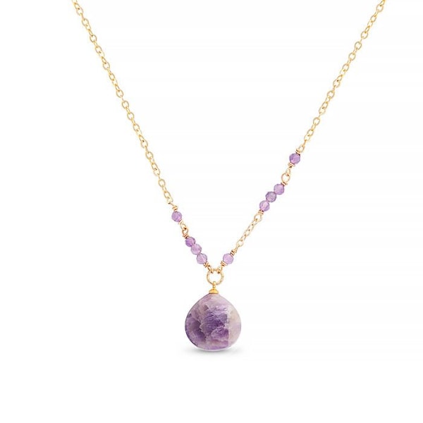Collier - Zoqoyi - Legering av 18 Karat Gult Gull - Ametyst - One Size - Lilla Lila