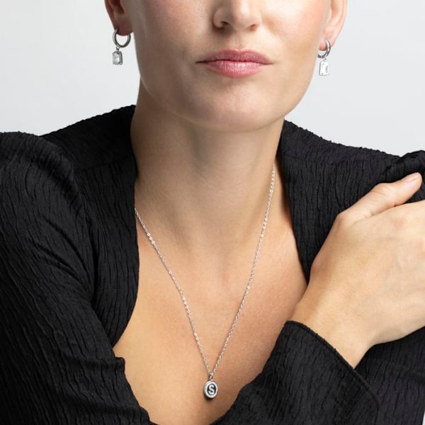 Collier - Luxenter - Alphabet S - Zirconium - Rhodiumbelagt - 42 cm + 3 cm forlængelse
