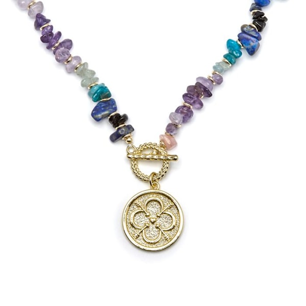 Collier Luxenter i fluorite afsluttet i 18 karat guld - Diri