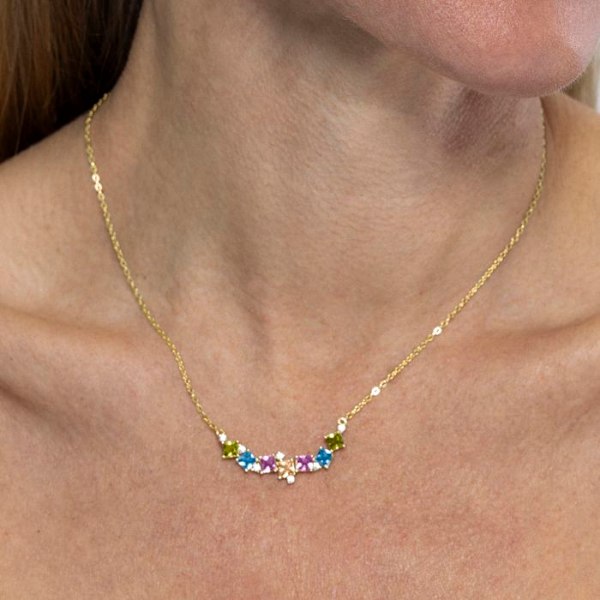 Collier - Luxenter - Akma - Argent 925 - Flerfärgade zirkoner - Guld 18k Flerfärgad
