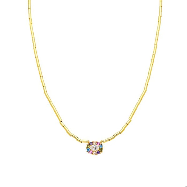 Collier - Luxenter - Mezay - Argent 925 - Guld 18k - Flerfärgad zirkon kubisk Flerfärgad
