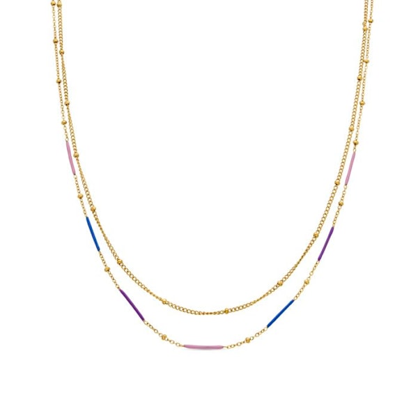 Collier Luxenter med multicolor lakeret 18k guldfinish - Lueo Flerfärgad