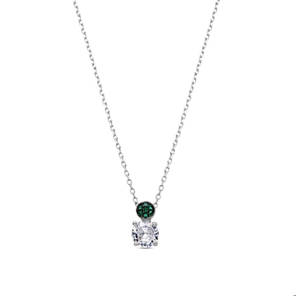 Collier - Luxenter - Naiuh - Silver 925 - Zirkon smaragd - 42 cm + 3 cm förlängning