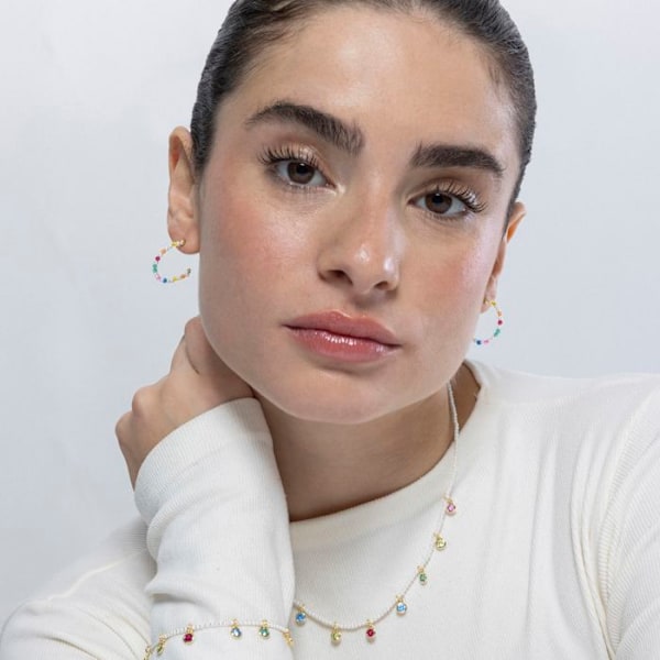 Collier - Luxenter - Alori - Argent 925 - Multifarvede zirkoner - 18k guld Flerfärgad