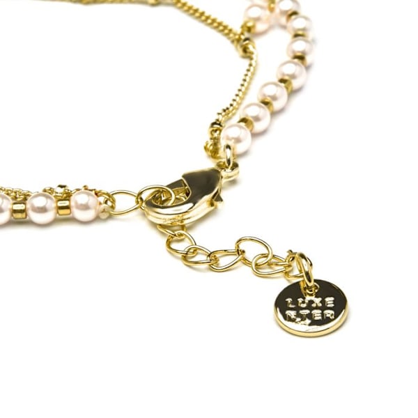 Armbånd - Luxenter - Subri - 18 karat guld - Hvide perler - 16cm + 3cm forlængelse Vit