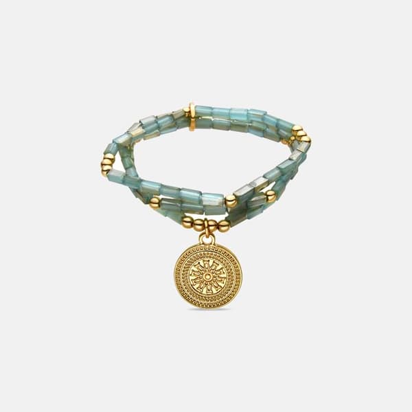 Armband - LUXENTER - Thyu - Blå kristall - 18k guldfinish - Bredd 11 mm Blå
