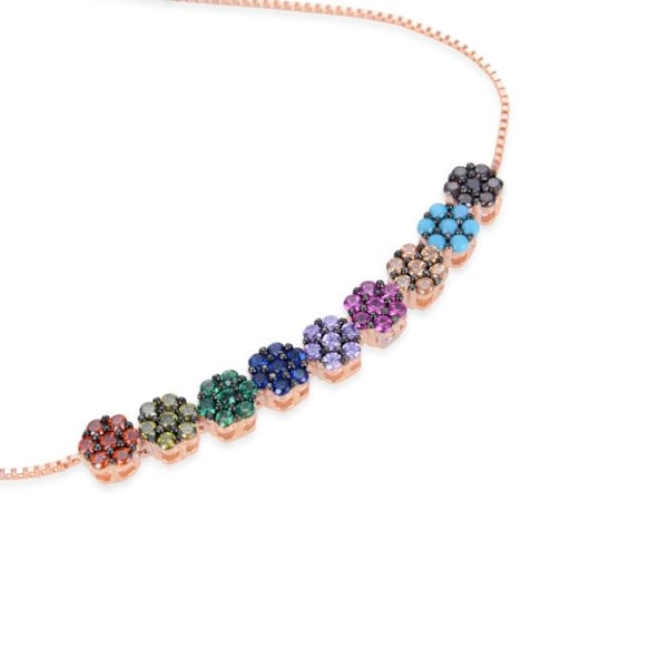Armband - Jusit - Silver 925 - Multicolor zirkon - 18K rosaguld finish - 3,6g Flerfärgad