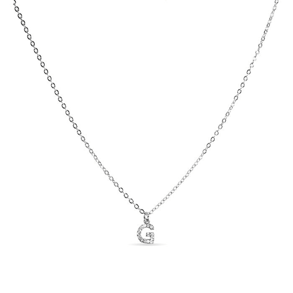 Halsband - Luxenter - Bokstav G - Zirkonium brillant - Silverfärgad - 42 cm + 3 cm förlängning