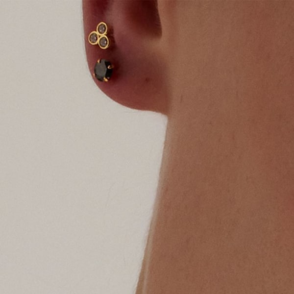 Korvakorut - Luxenter - Otieno - Hopea 925 - Onyx-zirkonit - Keltakulta 18K
